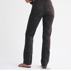 Abercrombie & Fitch Curve Love Brown Leopard Print Straight Leg Jeans